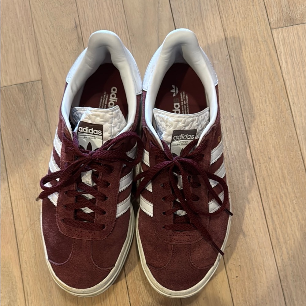 Adidas Burgundy Sneakers with White Stripes